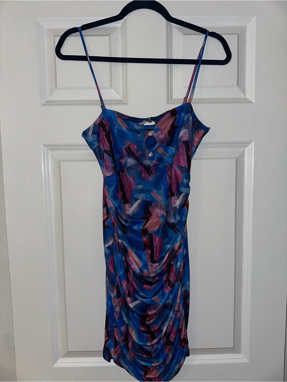 Windsor Blue and Pink Abstract Slip Mini Dress